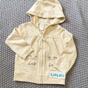 Carter's Cream Kids Hoodie with Chetah kitties size 18 M
